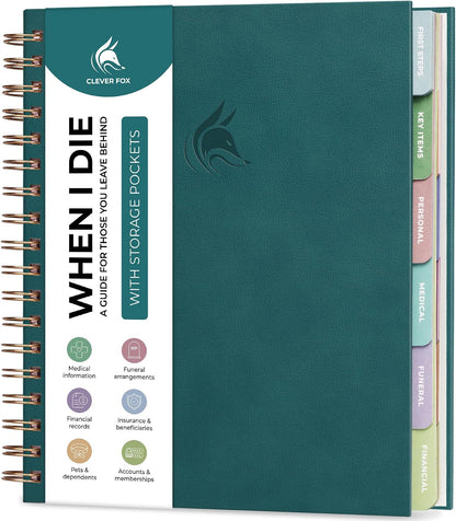 Clever Fox When I Die Organizer Binder Planner, Folders, 8.5x9.5 Smoke Blue