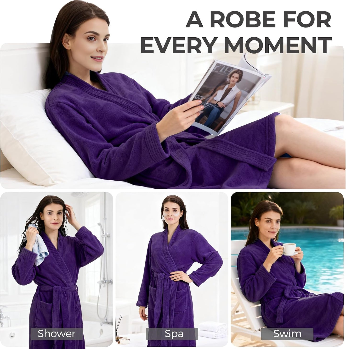 PJGGZ Towel Robe for Women – Soft Absorbent Kimono Bathrobe, Quick-Dry Spa Shower & Hotel Use