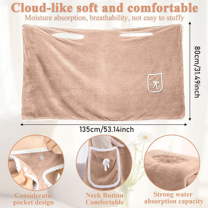 Women's Wearable Towel Bathrobe,Plus Size Wearable Shower Skirt,Quick Dry Absorbent Bath Towel for Comfortable Home Spa Body,Green, 53x31in/50-70kg
