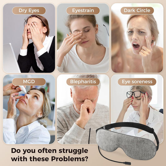 Heated Eye Mask, Warm Eye Compress for Dry Eyes, Moist Heat Therapy for Blepharitis, Dark Circle, Chalazion, 4 Heating Levels, Gifts for Men Women, Travel(Grey)