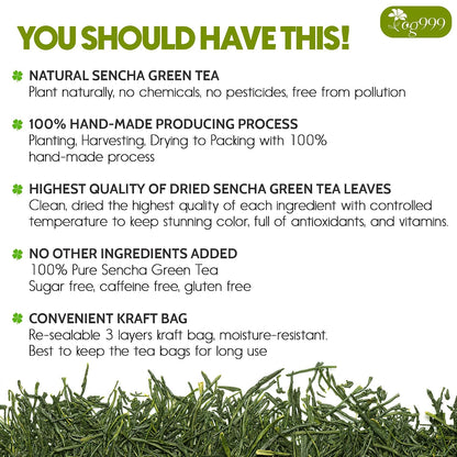 TOG999 Premium Sencha Green Tea Bags, Japanese Sencha Green Tea, 120 Bags