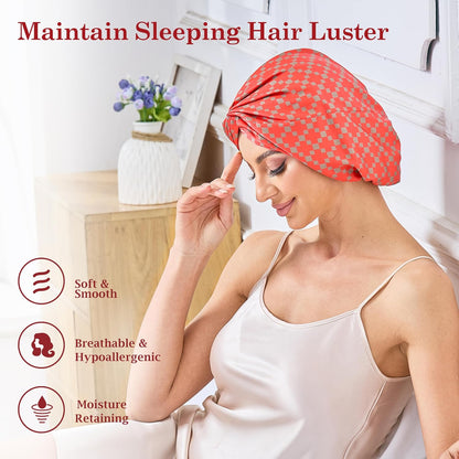 Adjustable Silk Satin Bonnet for Sleeping Hair Wrap, Double Layer Sleep Cap, Night Turban for Large Long Curly Braid Women Men Hair - Matcha Green