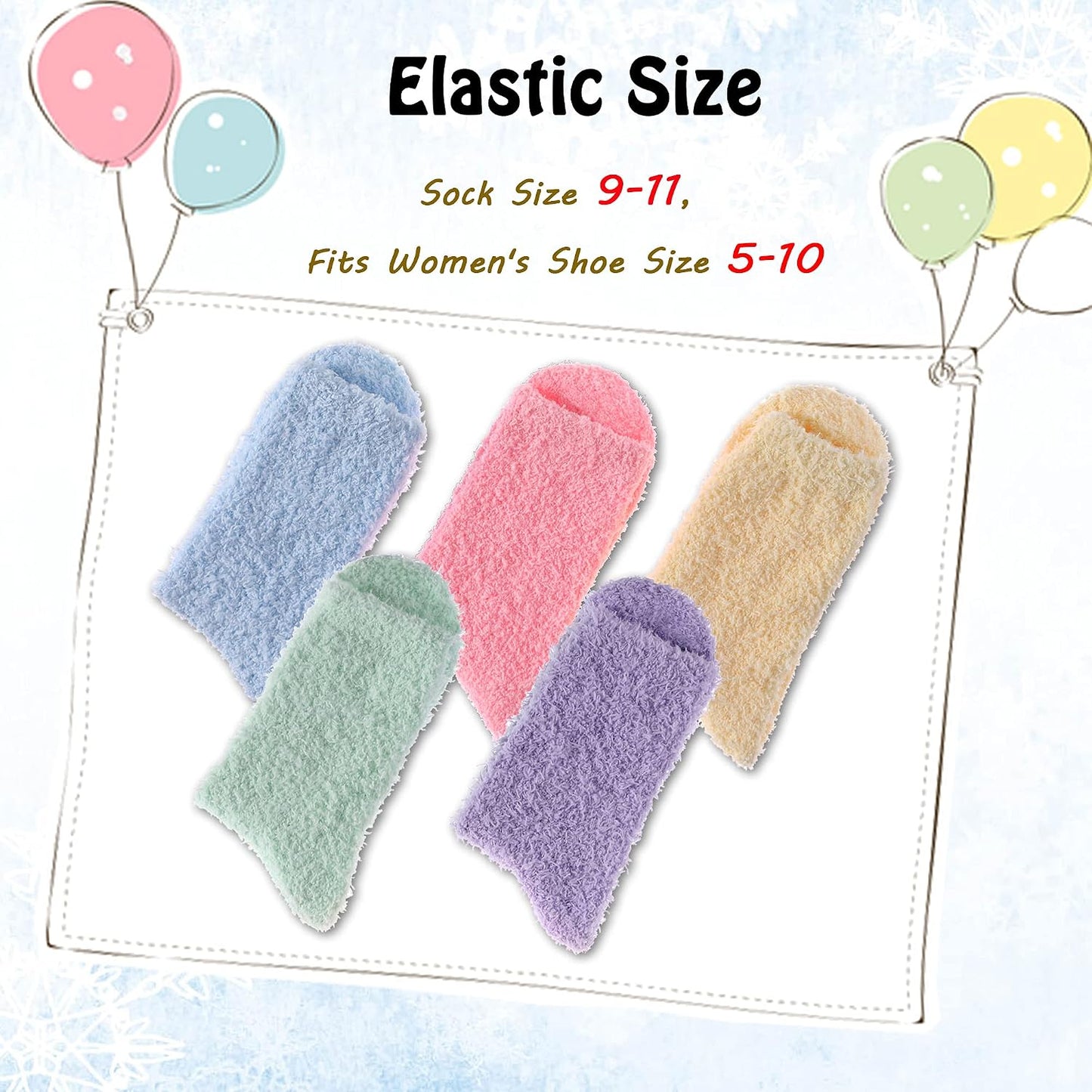 LANLEO 5/6 Pairs Womens Super Soft Fuzzy Plush Warm Winter Home Sleeping Slipper Socks