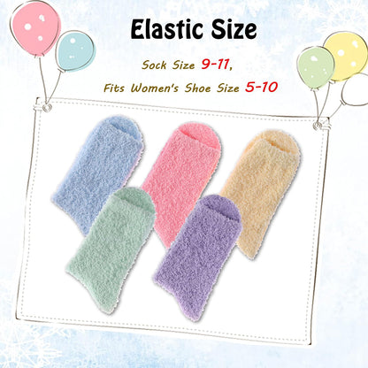 LANLEO 5/6 Pairs Womens Super Soft Fuzzy Plush Warm Winter Home Sleeping Slipper Socks
