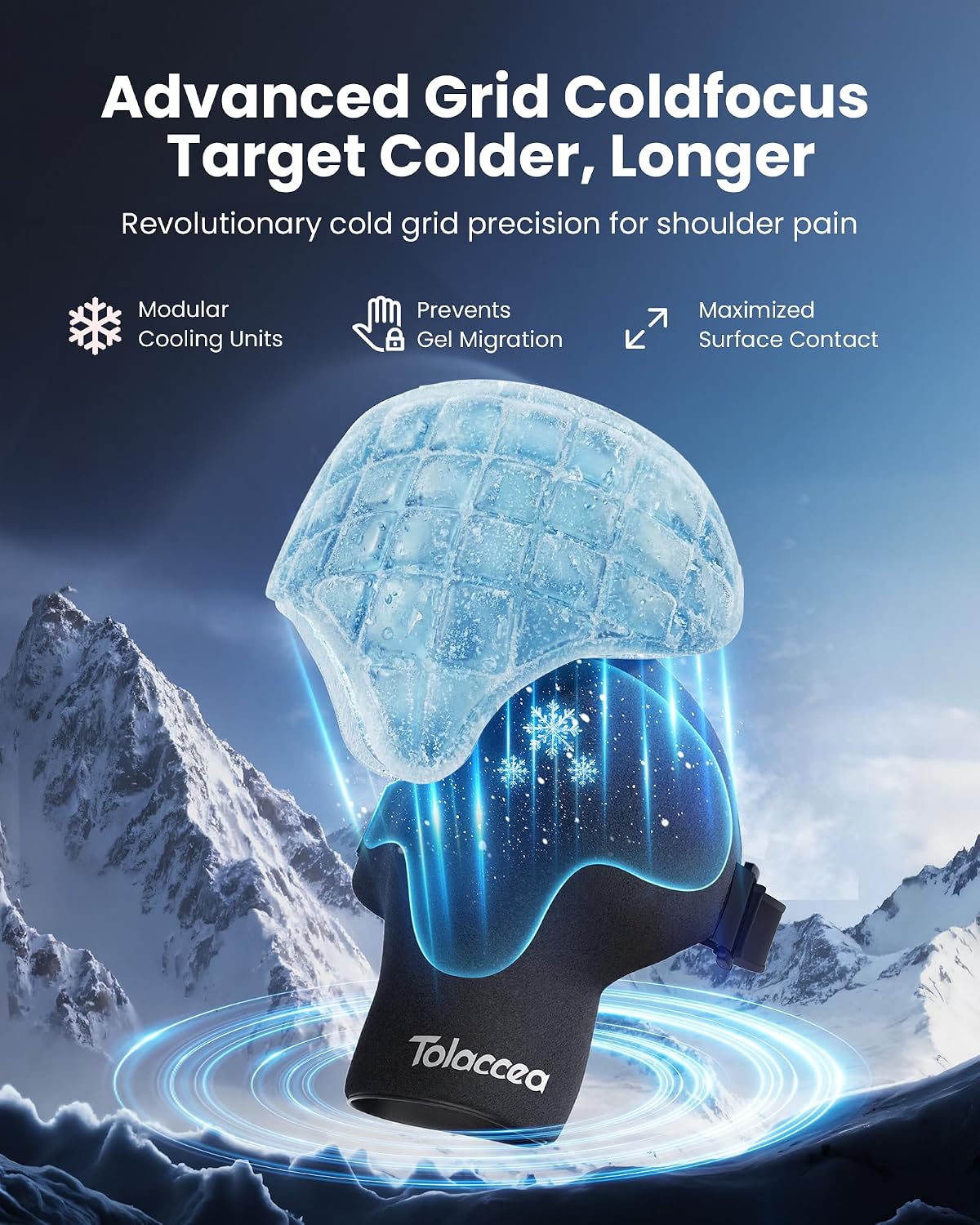 Tolaccea Shoulder Ice Pack Brace with Integrated Triple-Layer Coldfocus Gel, Shoulder Compression Frozen Sleeve with 40-Min Cold & Hot Therapy for Rotator Cuff, Tendonitis, Surgery Recovery
