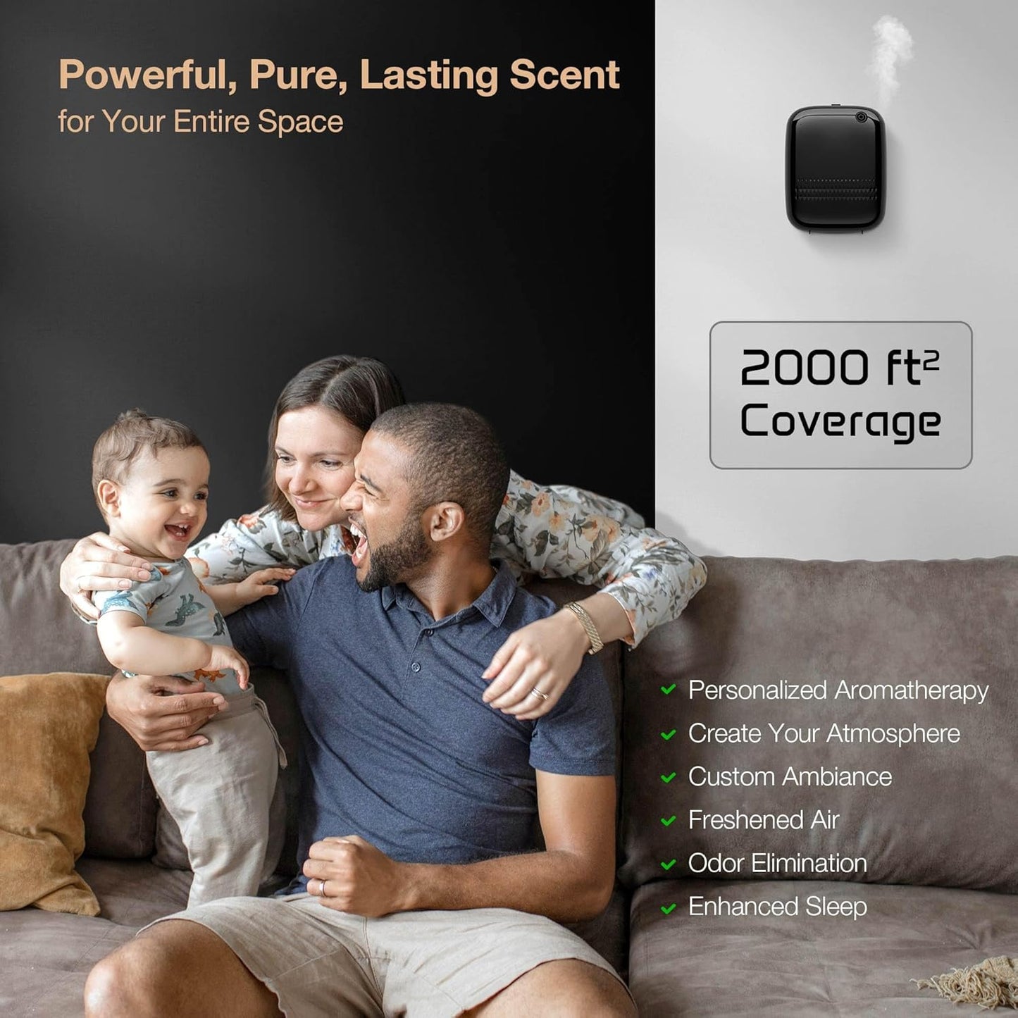 Airversa Waterless Essential Oil Diffuser for Home Large Room and Commercial Use, Up to 2000 sq ft, App Control Cold Air Diffuser, 400mL, DC-12V/1A Plug in Wall, Smart Scent Air Machine, ANW-White