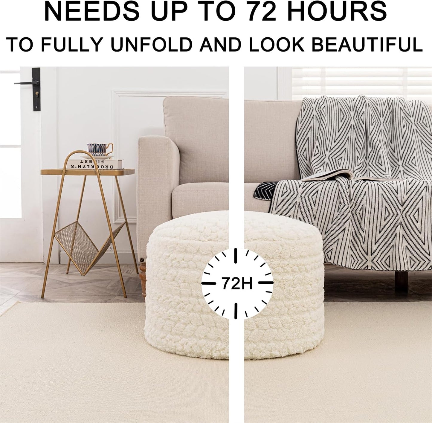 Round Pouf Ottoman 20 x 20 x 14 Inches Boho Poof Home Decor Floor Pouffe Ottoman Foot Rest for Couch Sofa Bean Bag Chairs Living Room Bedroom (Green)