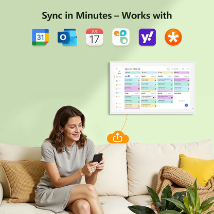 Digital Calendar, 15.6 Inch Wall Planner Electronic Calendar & Chore Chart, Smart Touchscreen Interactive Display for Family Schedules, Great for Organizing Your Routines, Wall & Desk Mountable