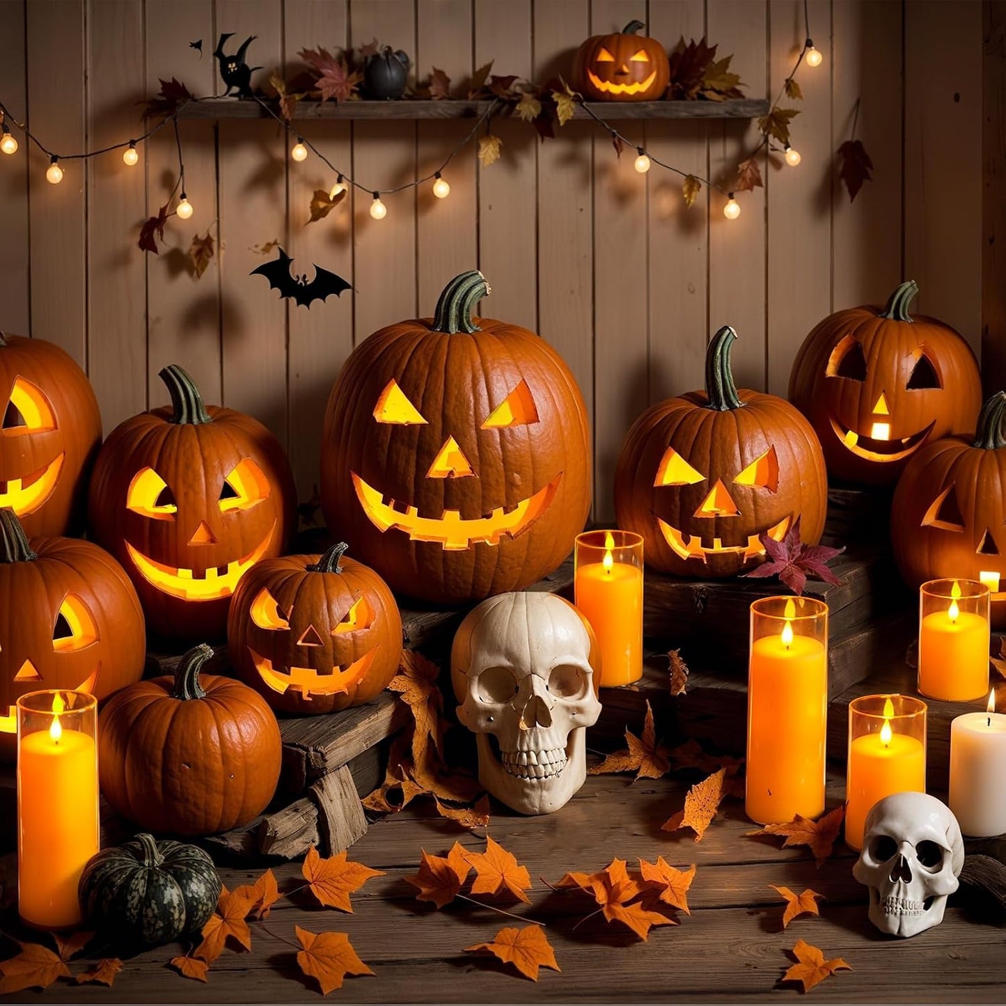 Homemory Gray Flickering Flameless Candles, Battery Operated Acrylic LED Pillar Candles with Remote Control and Timer, Halloween Decor, Set of 5