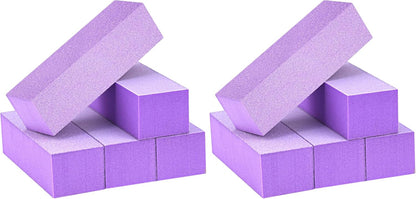 Maryton Nail Buffer Block, Medium/Fine Grit 100/180 Finishing Buffers for Acrylic Nails Gel Polish Nails, 3 Way Professional Pedicure Manicure Buffer Kits, 5 Count (Purple)