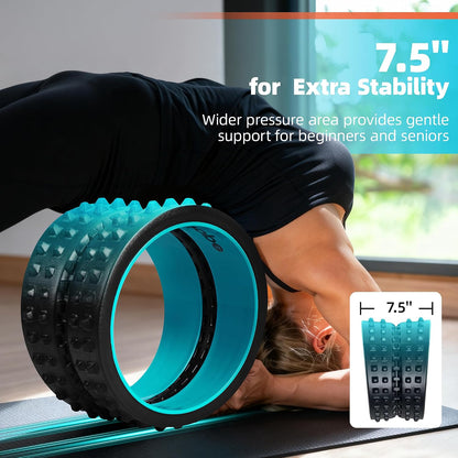 GymCope Back Roller for Back Pain Reliefn & Stretching, Deep Tissue Massage Roller Supports Up to 530 lbs / 240 kg, 5.5''-7.5'' Curved Foam Roller for Home Physical Stretching (Blue, Medium)