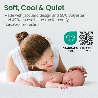 SafeRest Waterproof Queen Size Mattress Protector - Viscose Derived from Bamboo - Fitted with Stretchable Pockets - Machine Washable Viscose Blend Mattress Cover for Bed
