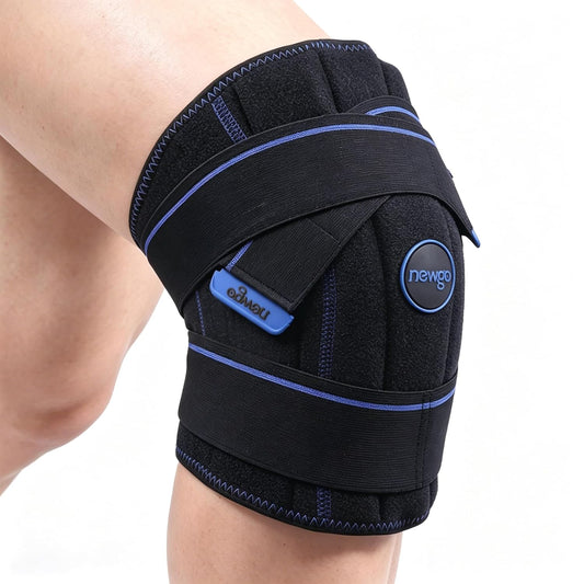 NEWGO Cold Therapy Knee Ice Pack Wrap, 2 Hours Long-Lasting Relief for Knee Replacement Surgery, Injuries, Swelling & Post-Surgery Recovery, Reusable Gel Ice Pack for Sports Injuries
