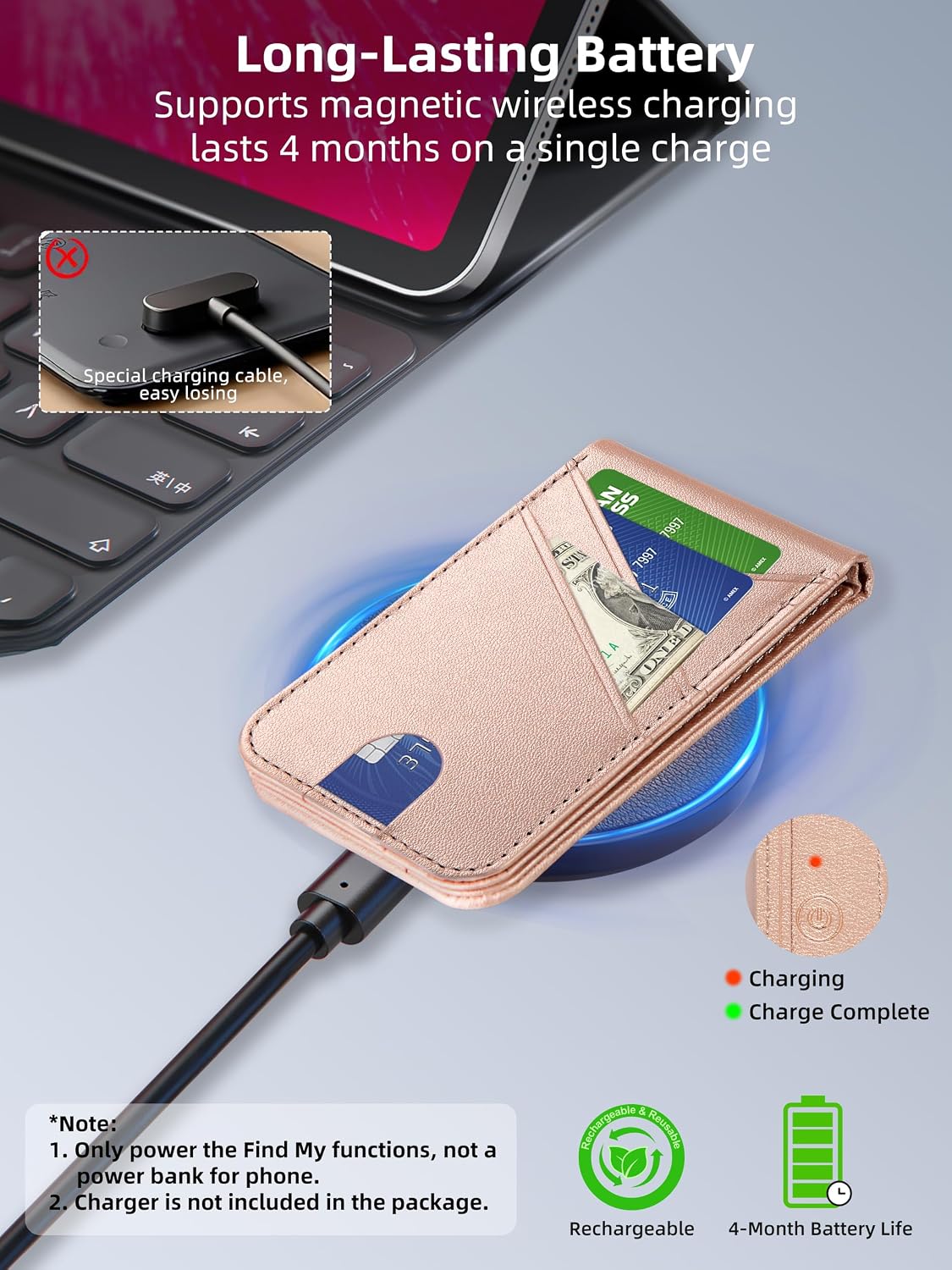 TopMade Magnetic Wallet Stand Tracker for Magsafe (iOS Only), Black