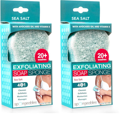 Spongeables Body Wash in a 20+ Wash Sponge, Sea Salt, 3 Count