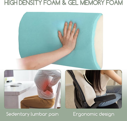 HIGOGOGO Lumbar Support Pillow for Recliner Chair/Accent Chair/Couch, Memory Foam Back Support Cushion for Elderly, Recliner Cushions for Back Rest, Pain Relief, Reading, Washable Cover, Dark Grey