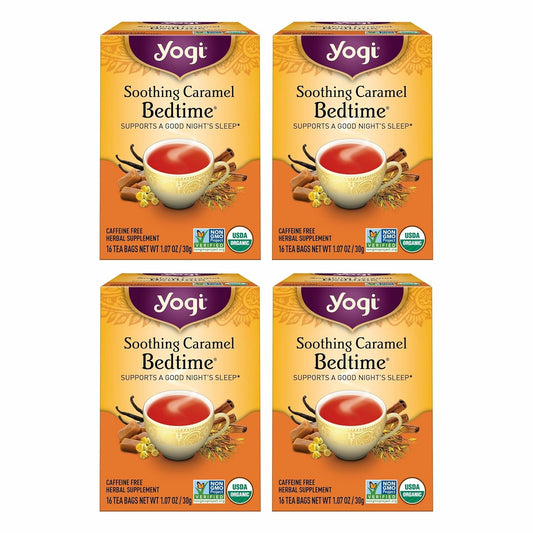 Yogi Soothing Caramel Bedtime Tea, 16 Tea Bags (4 Pack)
