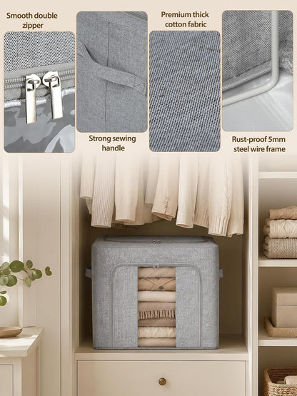 punemi 60L Sturdy Comforter Storage Bag, Blanket Organizer, Grey