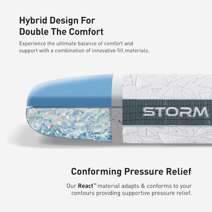 Bedgear Storm Performance Pillow, 1.0 Cooling Pillow for Side Sleepers, Medium Firm Support, Ver-Tex Cooling Cover, Air-X Mesh, Washable