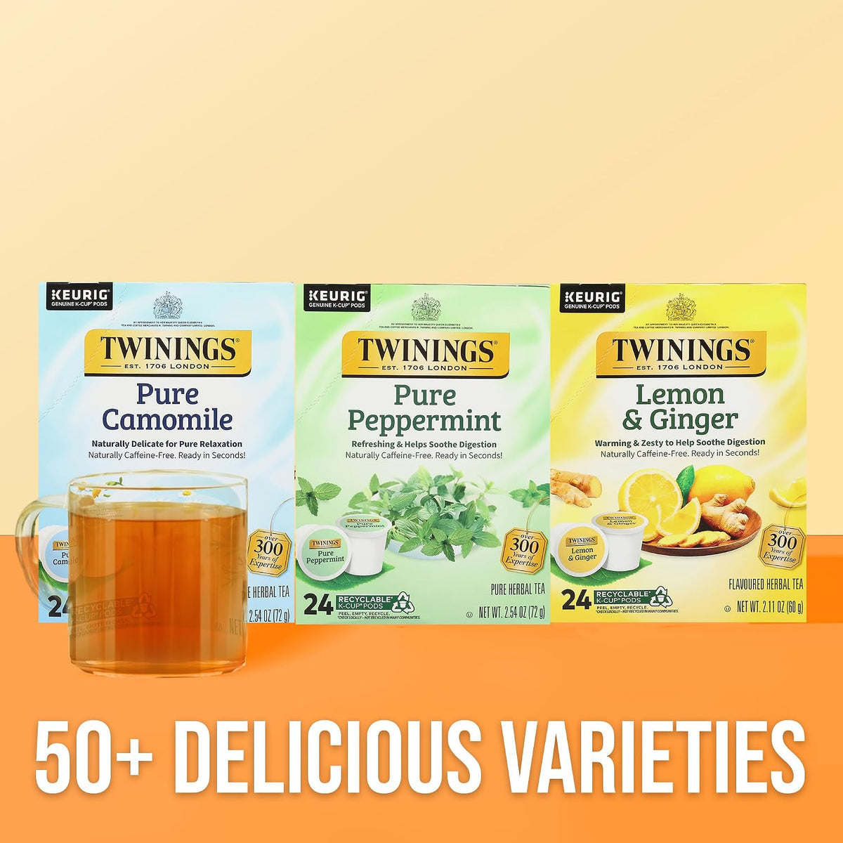 Twinings Pure Peppermint Herbal Tea K-Cups for Keurig, 24 CT Box (1 Pack)