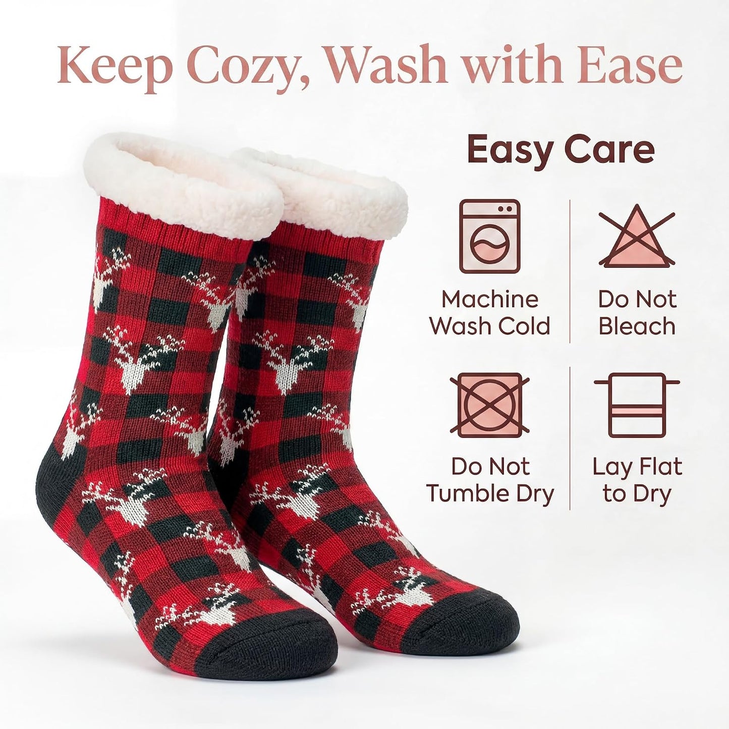 Cozylook Fuzzy Slipper Socks for Women with Grips Warm Cozy Soft Non-Slip Winter Socks Cozy Gift Idea