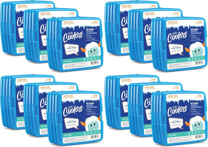 Cool Coolers by Fit + Fresh, 4 Pack Slim Ice Packs, Space Saving Reusable Ice Packs for Lunch Boxes or Coolers