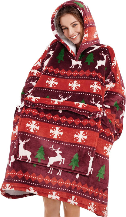 Narecte Cozy Oversized Blanket Hoodie Wearable Blanket Adults Soft Hooded Blanket Hoodie Birthday Gifts for Women Christmas - Colors B