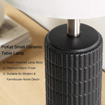 PoKat 20.75" Small Modern Ceramic Table Lamps Set of 2 for Bedroom, White Bedside Lamps for Night Stands, Farmhouse Desk Home Decor Gift Nightstand Table Lamps for Living Room End Table Beige