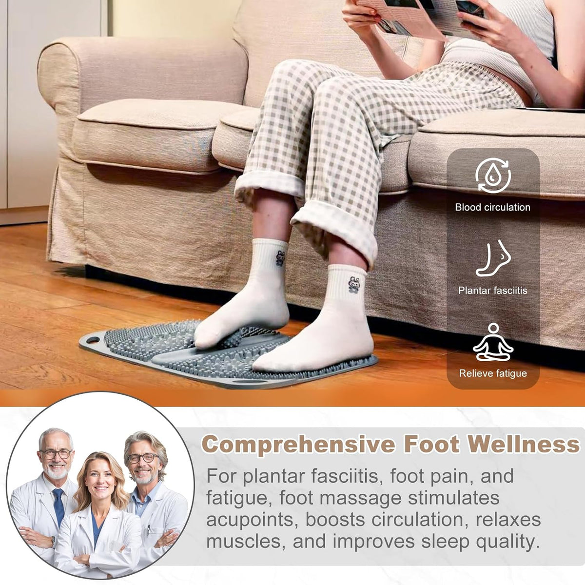 FREATECH Foot Massage Acupressure Mat with Massage Balls for Foot Pain & Plantar Fasciitis Relief, Zoned Reflexology Pressure Point Mat for Sitting & Standing, Safe Food-Grade Silicone, 22'' x 13''