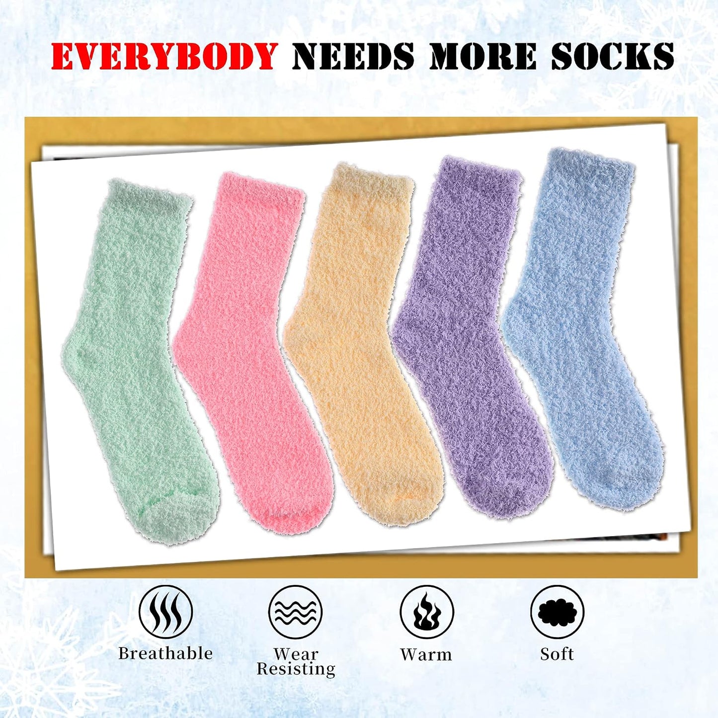 LANLEO 5/6 Pairs Womens Super Soft Fuzzy Plush Warm Winter Home Sleeping Slipper Socks