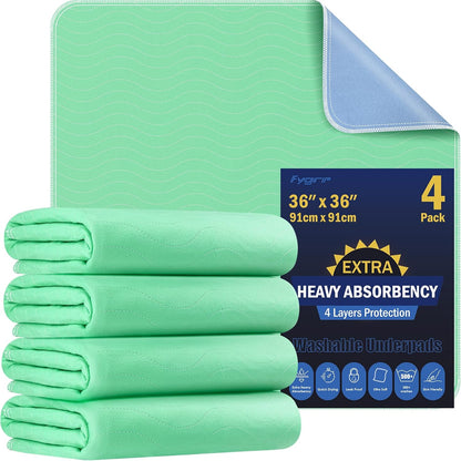 2 Pack 36” x 54” Extra Heavy Absorbency Washable Underpads, Waterproof Nursing Pads Incontinence Bed Pads, Reusable Washable Pee Pads for Dogs, Diaper Changing & Adults, Mattress Protector