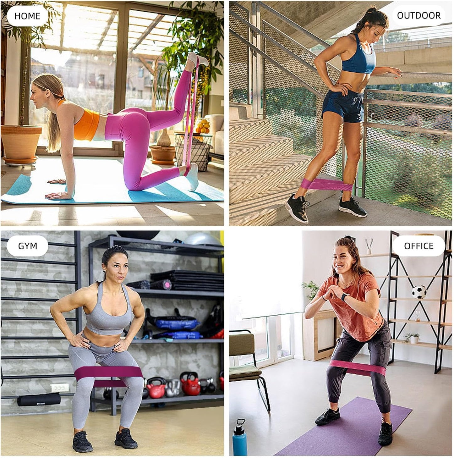Resistance Loop Exercise Bands for Home Fitness, Yoga Pilates, Stretching, Strength Training, and Physical Therapy - Elastic Bands Set Workout Bands for Women&Men (5pcs Set)