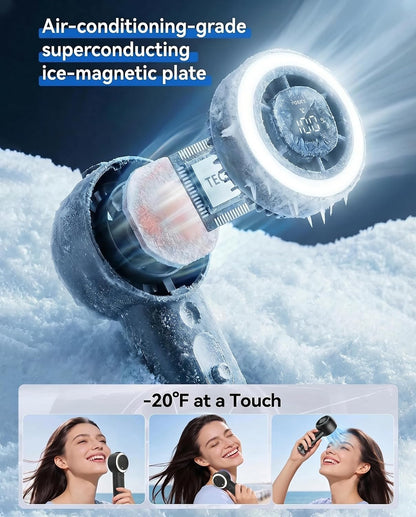 Portable Fan with Mist, Handheld Fan, 1-199 Speed, AC-Level Ice Cooling