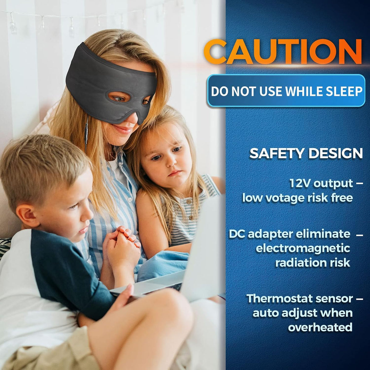 sticro Moist Heat Sinus Mask with Eye Holes, 3 Heat & 5 Timer Settings