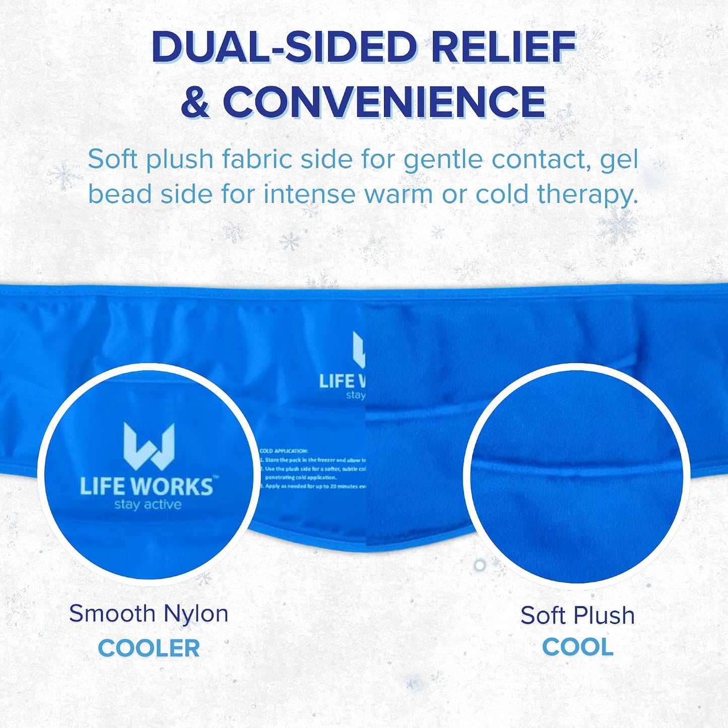 LIFE WORKS Gel Neck Ice Pack Wrap, Flexible Reusable Hot & Cold Pack, Soft Plush & Nylon Cover, Therapy Wrap for Neck, Shoulder & Upper Back Comfort, 23"x8"x5"