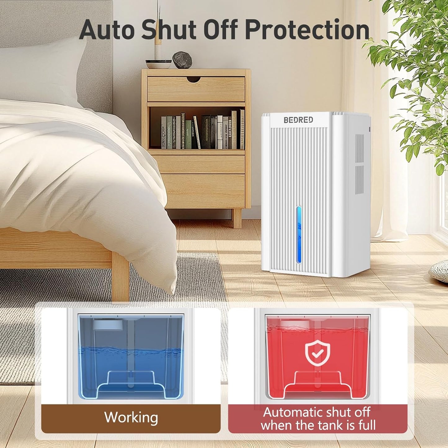 Dehumidifier, 95OZ Dehumidifier for Home 1000 Sq.Ft - Quiet with Auto Shut Off & Relaxing 7 Color Ambient Light,Ideal for Livingroom, Bedroom, Basement(Black)