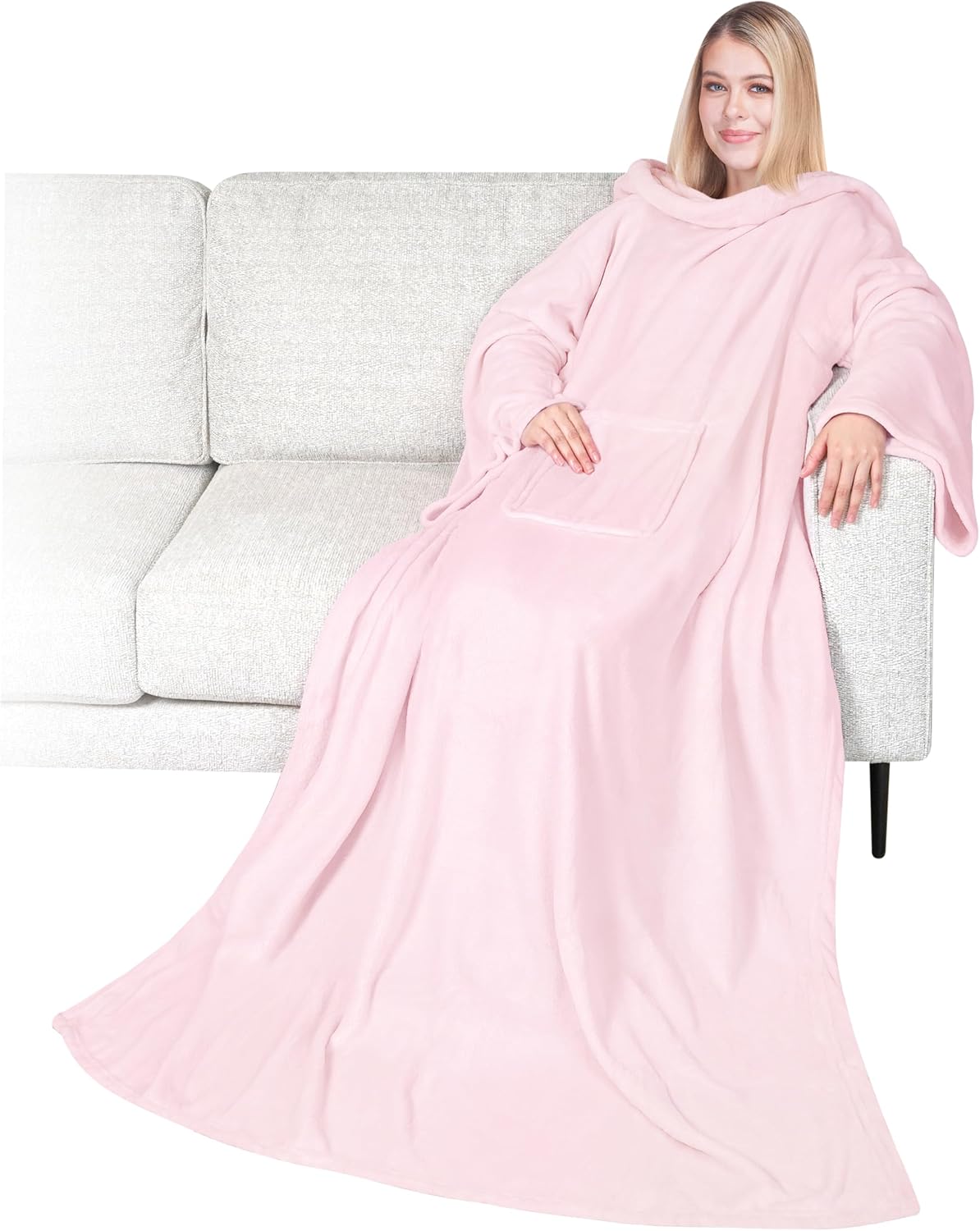 PAVILIA Wearable Blanket with Sleeves for Adult Women Men, Cozy Fleece Warm Wrap Throw with Arms, Gifts for Christmas, Wife