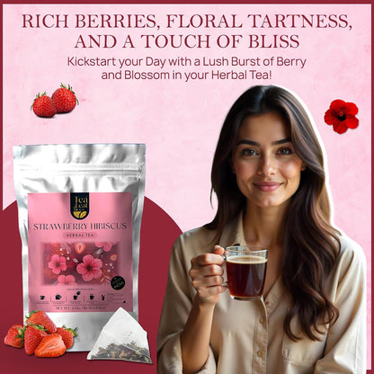 Strawberry Hibiscus Herbal Tea 100gm, Natural Herbal Infusion, 50 Tea Bags