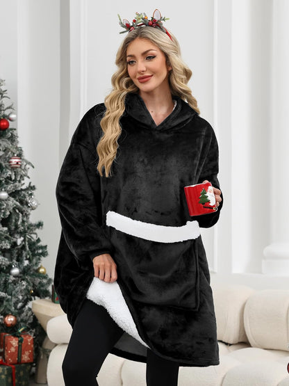 Wearable Blanket Hoodie Gifts for Women Men, Oversized Blanket Sweatshirt Cozy Fleece Blanket with Dog Giant Pocket
