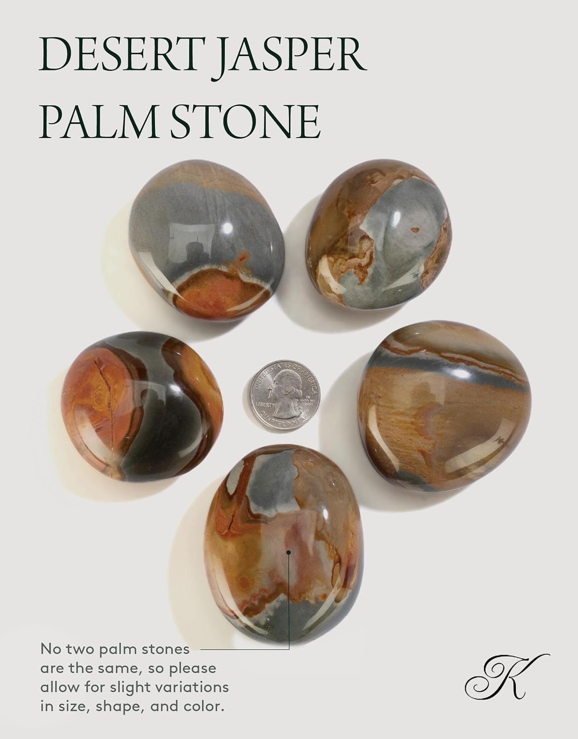 KALIFANO Palm Stone with Healing & Calming Effects - AAA+ Grade High Energy Worry Stone with Information Card - Reiki Crystal Used for Courage (Family Owned and Operated)