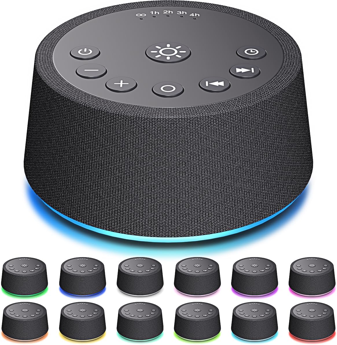 SoundLegend Sleep White Noise Sound Machines 32-Level Volume 30 Sounds 12 Colors Light 5 Timers Adjustable Light Brightness Compact for Everyone Travel Gift Memory Function