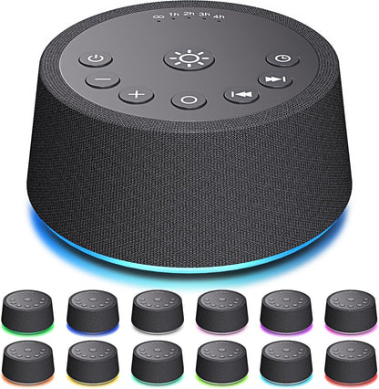 SoundLegend Sleep White Noise Sound Machines 32-Level Volume 30 Sounds 12 Colors Light 5 Timers Adjustable Light Brightness Compact for Everyone Travel Gift Memory Function