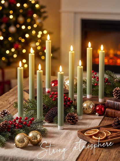 Treela 24 Pcs Flameless Taper Candles Battery Operated Bulk Fake Candles Light LED Candle Sticks Flickering Tapered for Easter Wedding Anniversary Decoration(Basic,11 Inch,Ivory)