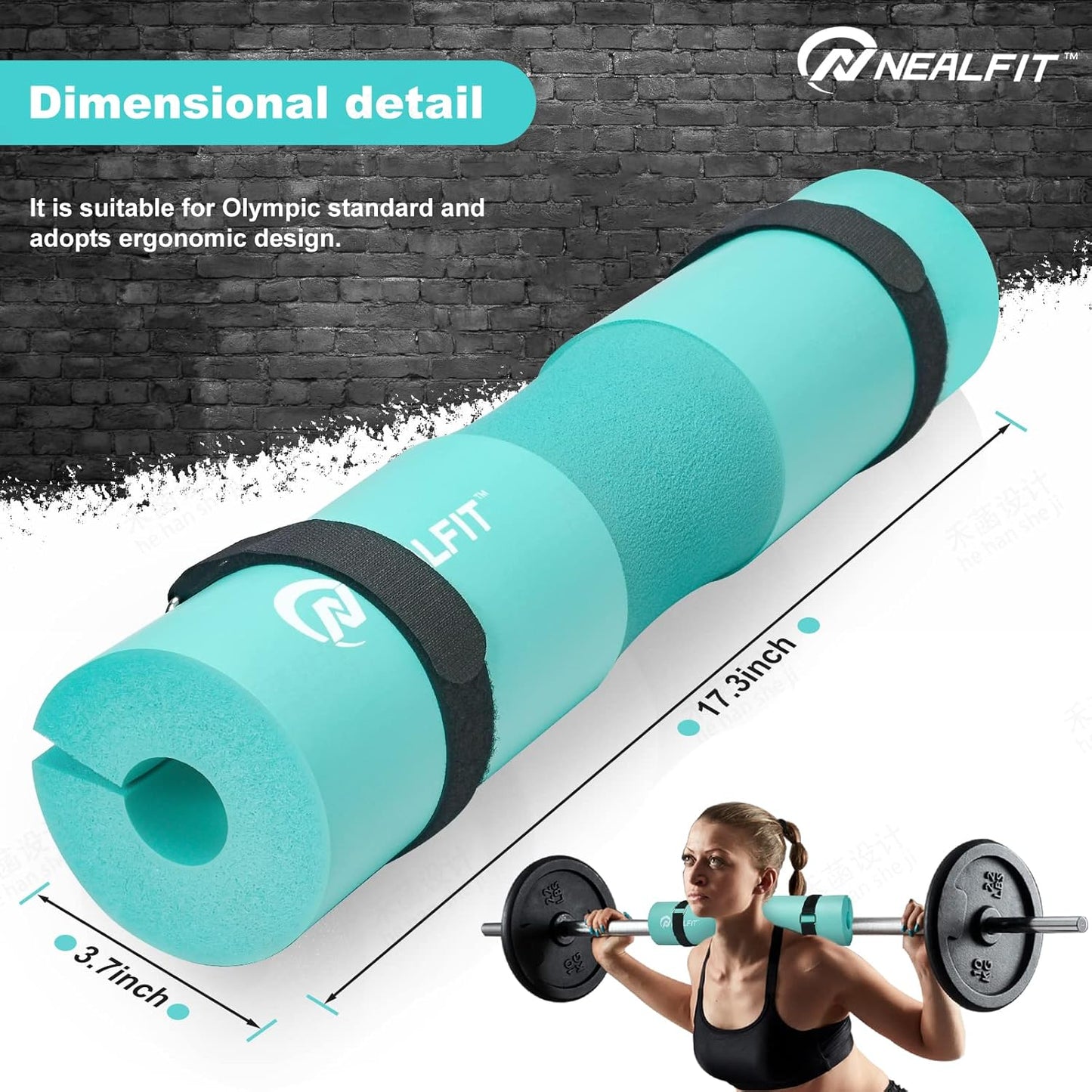 NEALFIT Barbell Pad Squat Pad for Squats—Squat Bar Pad—Great for Weightlifting,Lunges and Hip Thrusts—Foam Sponge Pad—Fit Standard and Olympic Bars Perfectly