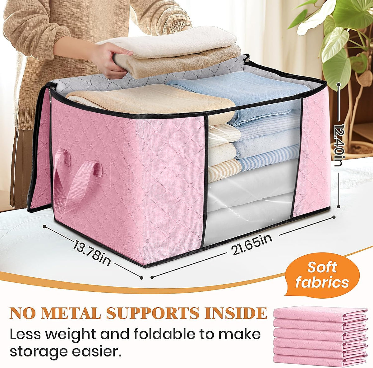 Fab totes Storage Bags for Clothes Blanket Storage Bins with Lids