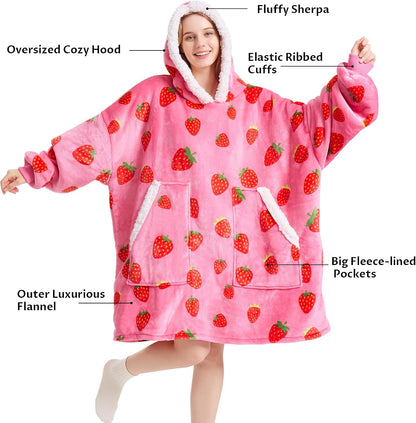 Kipswiza Wearable Blanket Hoodie Gifts for Women and Men, Oversized Cozy Warm Flannel Sherpa Hooded Blankets Sweatshirt with Giant Pockets for Adult and Teens, Dark Gray