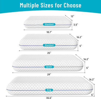 CushyOasis Memory Foam Pillows for Sleeping, Firm Bed Pillow, Standard Size