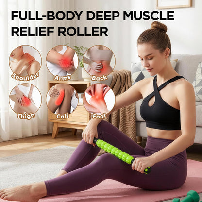 Muscle Roller Massage Roller Stick- Deep Tissue Fascia Blaster for Myofascial Pain Relief, Lymphatic Drainage & Body Sculpting, Handheld Physical Therapy & Recovery Tool (Pink black-18 inch)