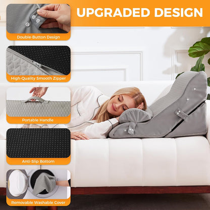 Ruqmuis Wedge Pillow Set for After Surgery, Bed Wedge Pillow, White