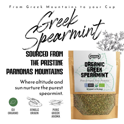 Apsogo Organic Greek Spearmint Tea - Loose Leaf Dried Mint Leaves, 1.76oz